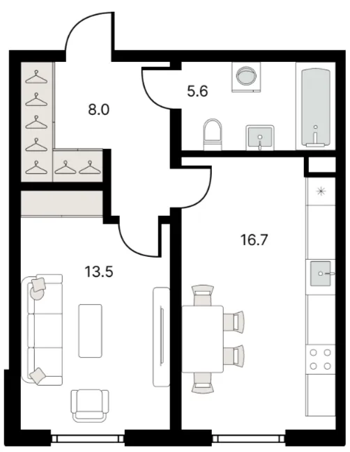 1 xonali 44.05 m²