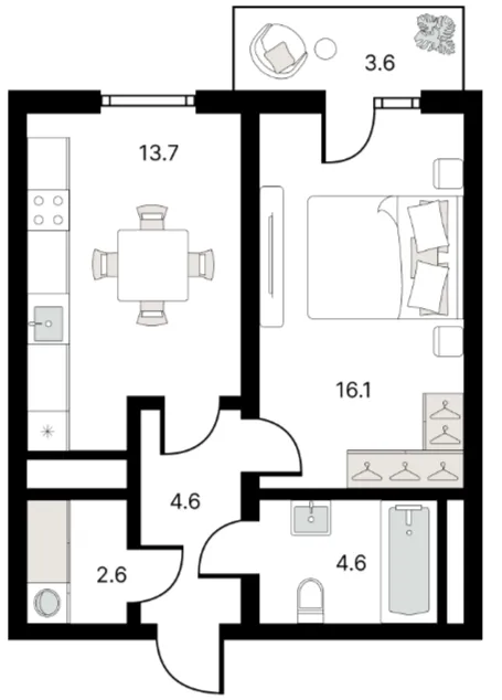 1 xonali 42.97 m²