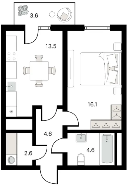1 xonali 42.75 m²
