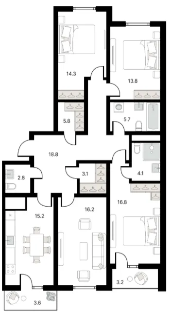 4 xonali 119.64 m²
