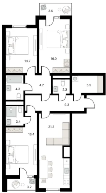 4 xonali 99.96 m²