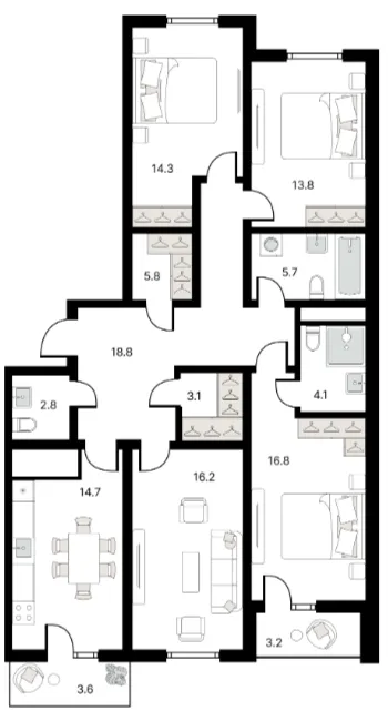 4 xonali 119.16 m²
