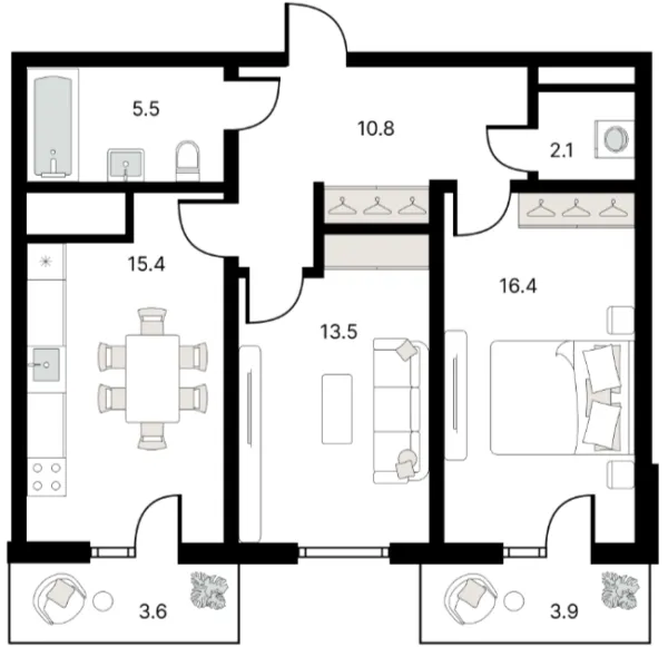 2 xonali 66.33 m²