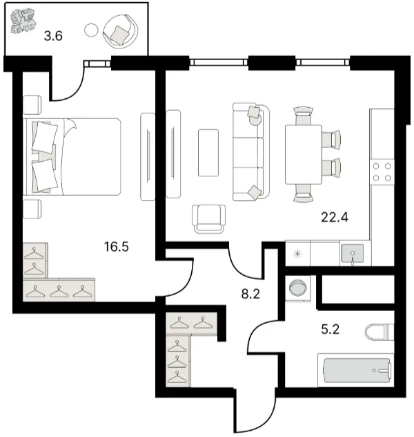 2 xonali 53.5 m²