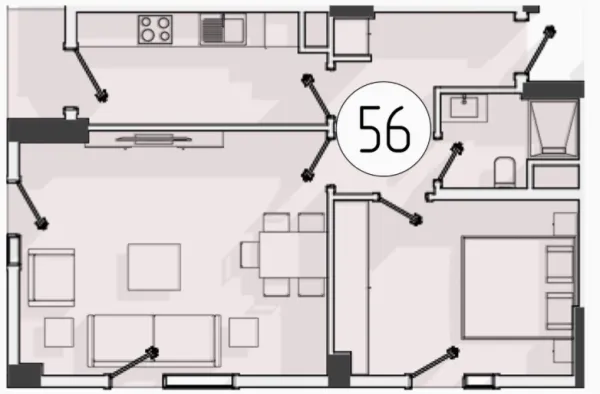2 xonali 55.6 m²
