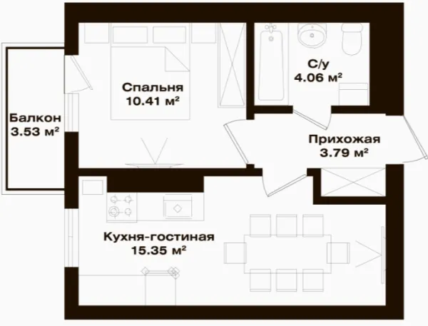 1 xonali 34.67 m²