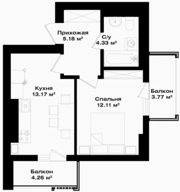 1 xonali 37.2 m²