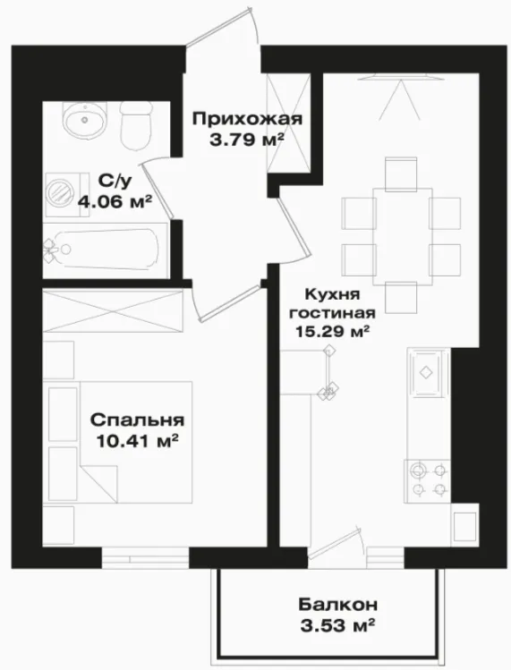 1 xonali 34.61 m²