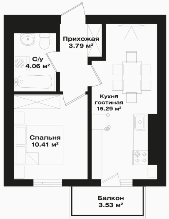 1 xonali 34.61 m²