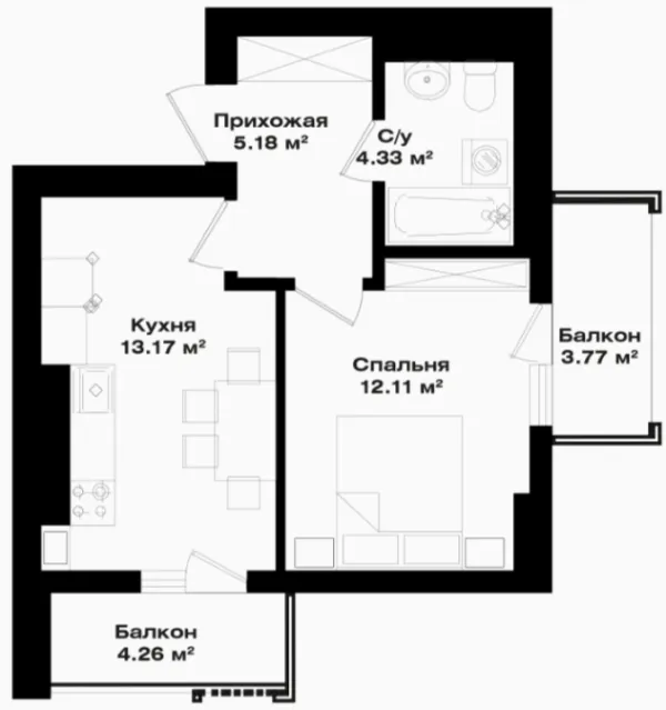 1 xonali 37.2 m²