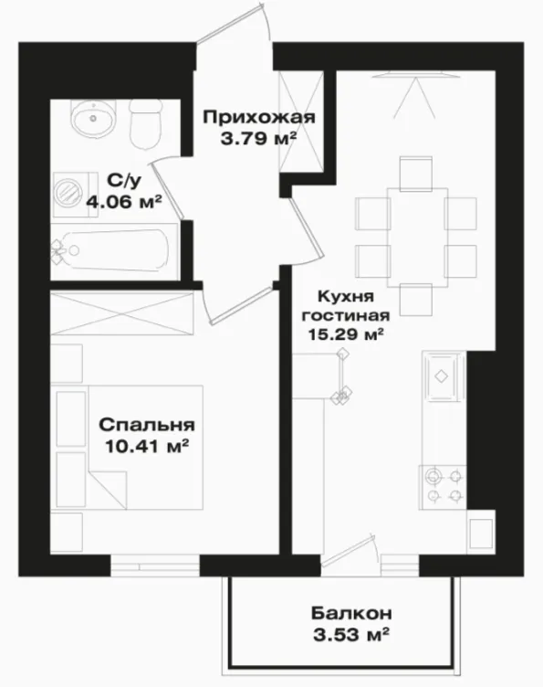 1 xonali 34.61 m²
