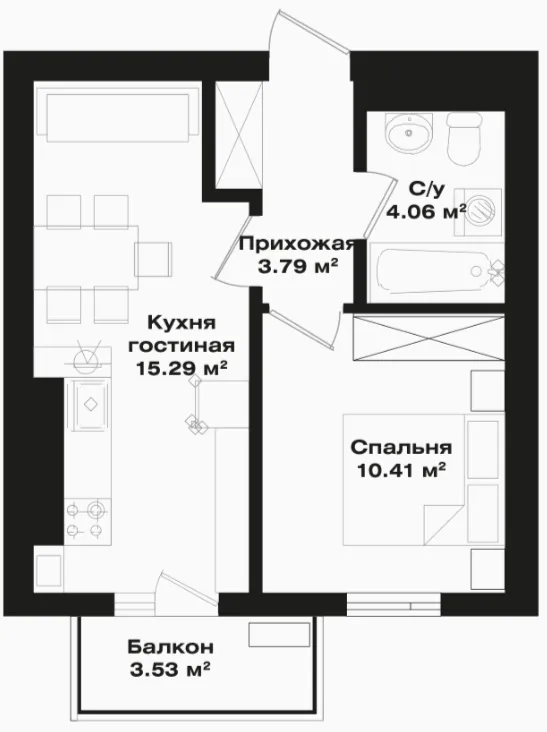1 xonali 34.61 m²