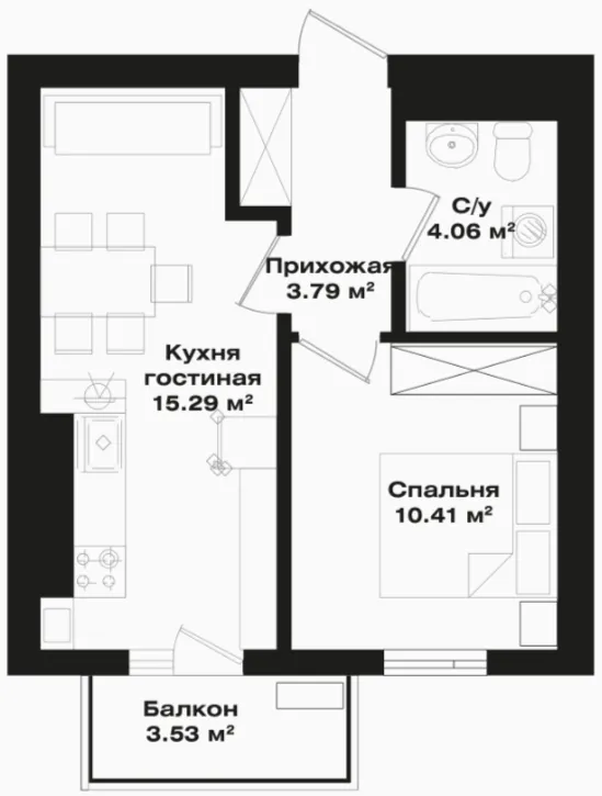 1 xonali 34.61 m²