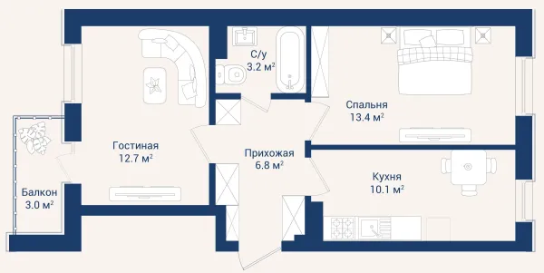 2 xonali kvartira