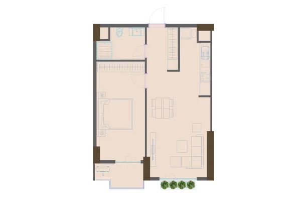 2-xonali 57.29 m²
