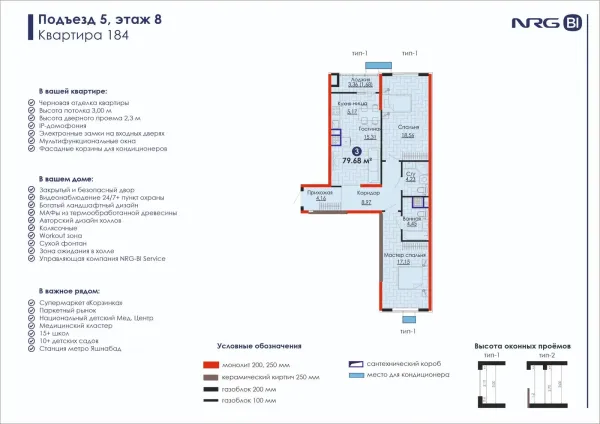 3-xonali 79.68 m²